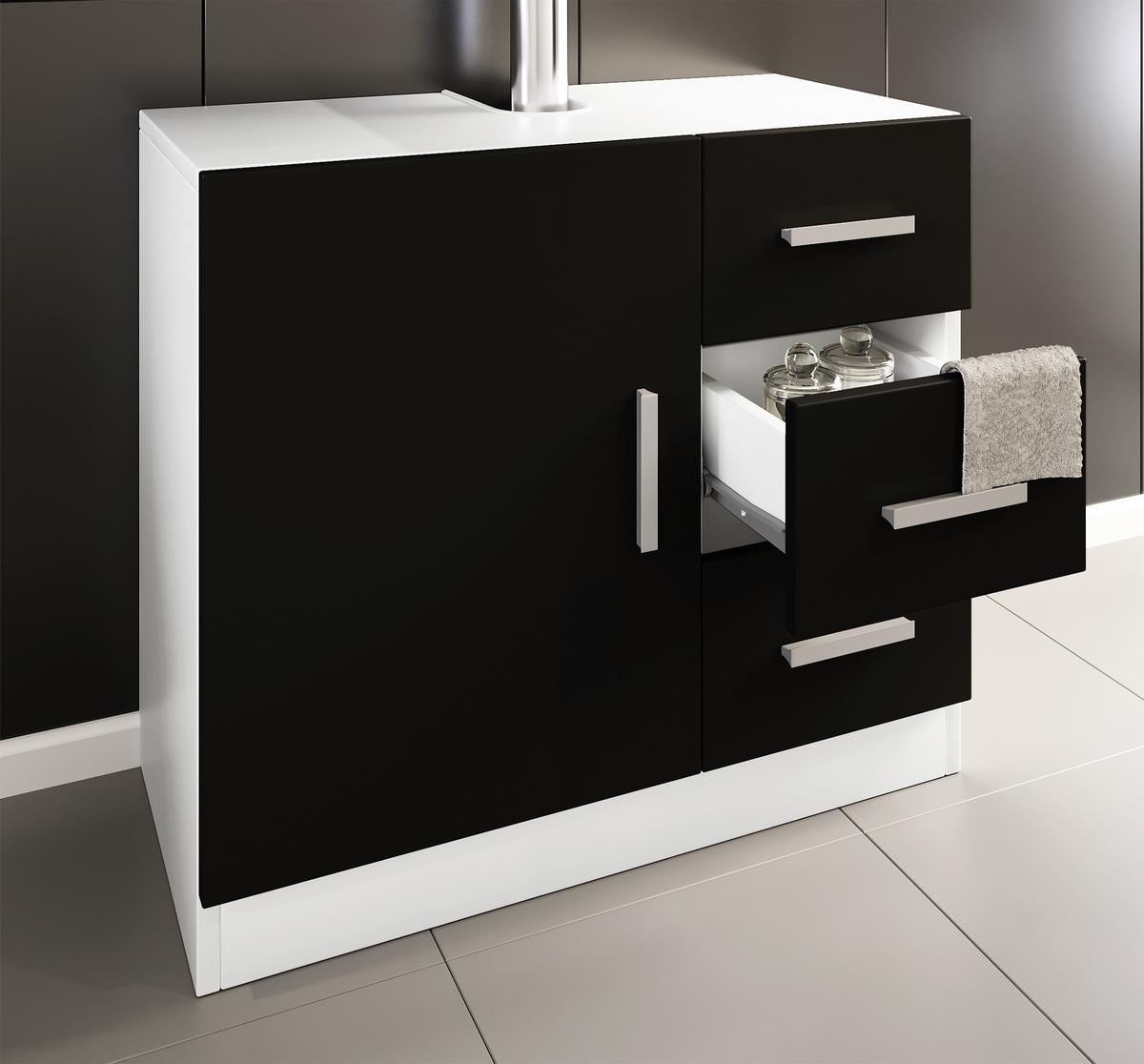 Waschbeckenunterschrank Zalo XL B: 63 cm Schwarz/Weiß - Schwarz/Weiß, MODERN, Holzwerkstoff (63/55,8/30cm) - MID.YOU
