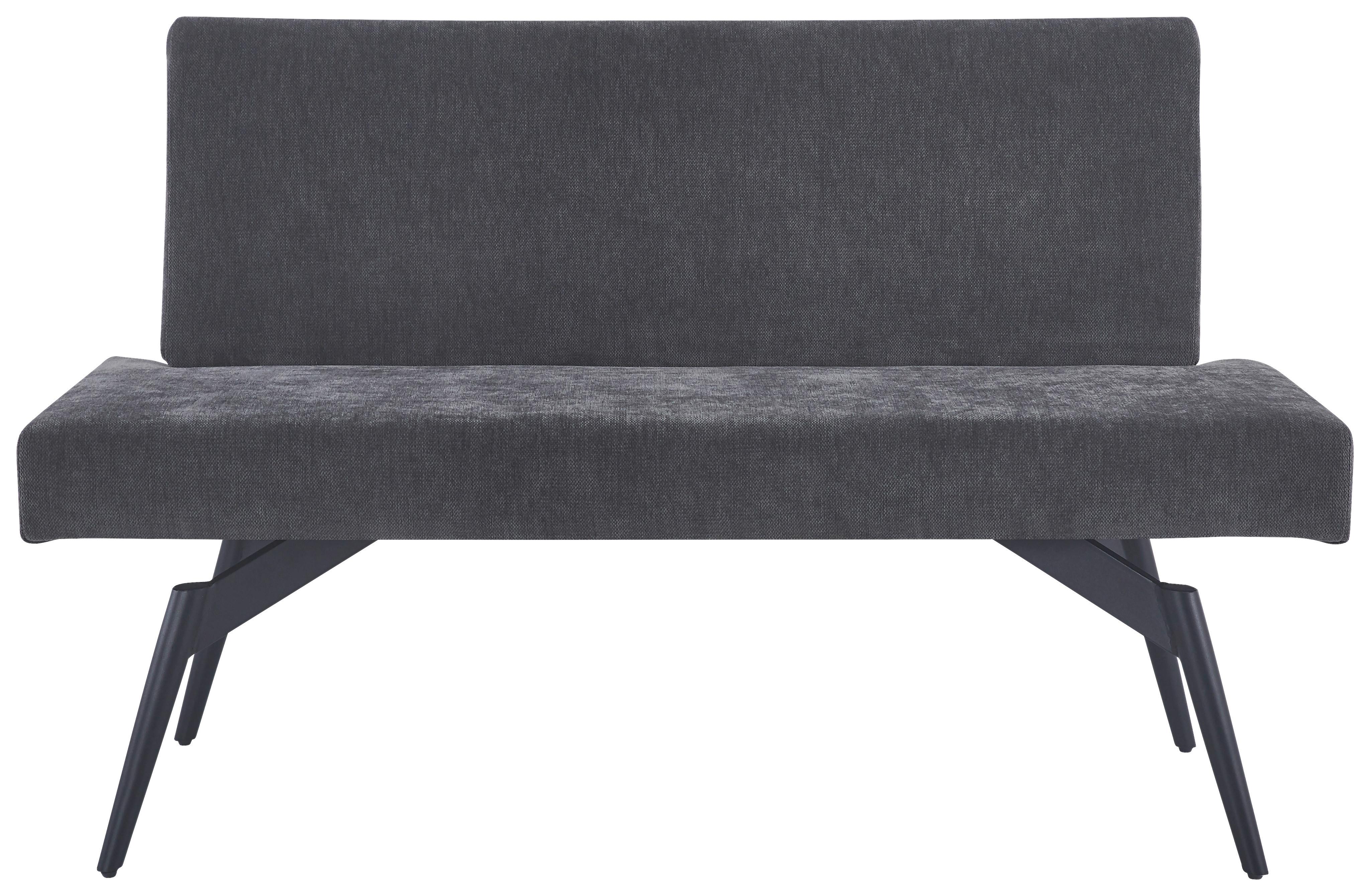Sitzbank Tinos mit Lehne Dunkelgrau, B: 140 cm - Dunkelgrau/Schwarz, KONVENTIONELL, Textil/Metall (140/88/62cm) - MID.YOU
