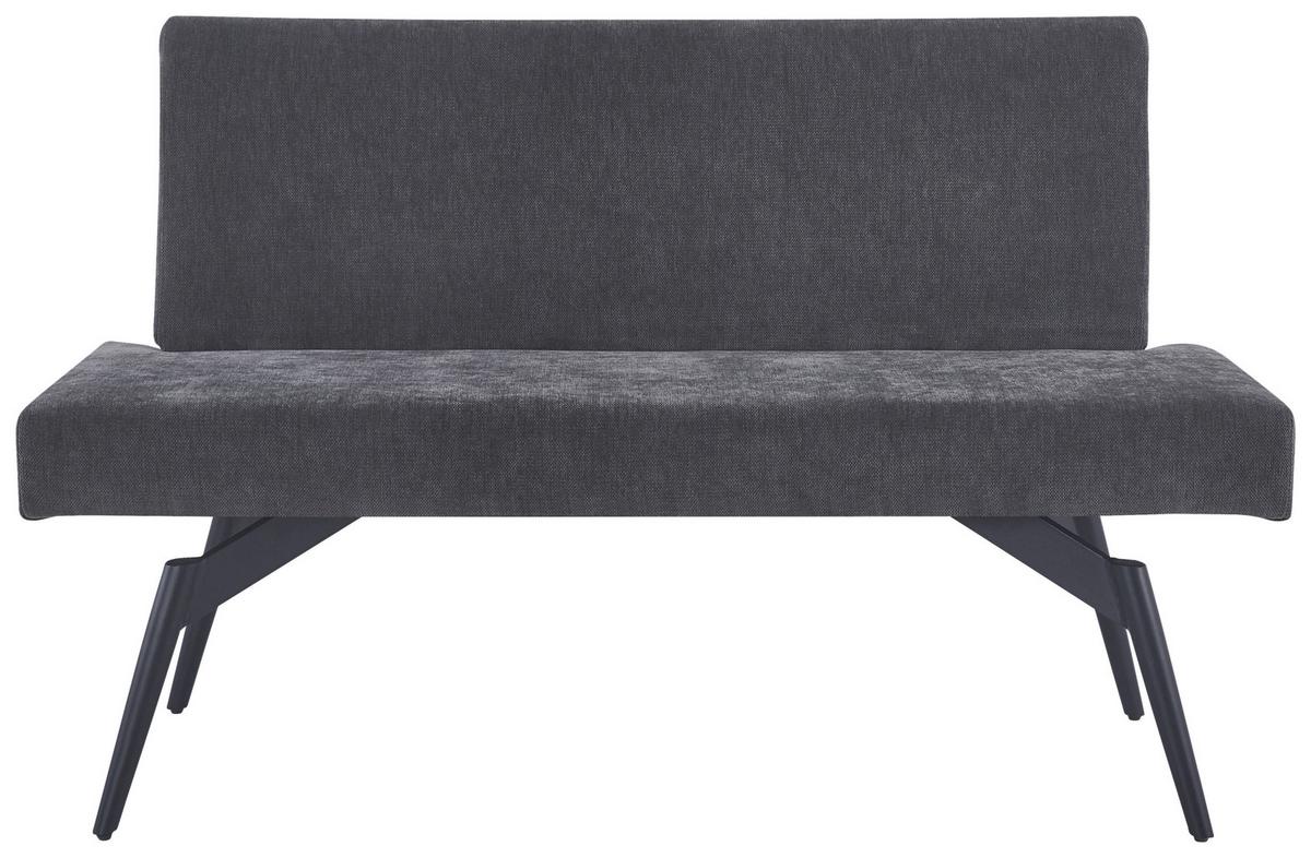 Sitzbank Tinos mit Lehne Dunkelgrau, B: 140 cm - Dunkelgrau/Schwarz, KONVENTIONELL, Textil/Metall (140/88/62cm) - MID.YOU