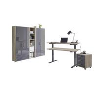 Büro Office Edition Anthr. Hg/sonoma Eiche Dekor - Anthrazit Hochglanz/Sonoma Eiche, MODERN, Holzwerkstoff/Metall - MID.YOU