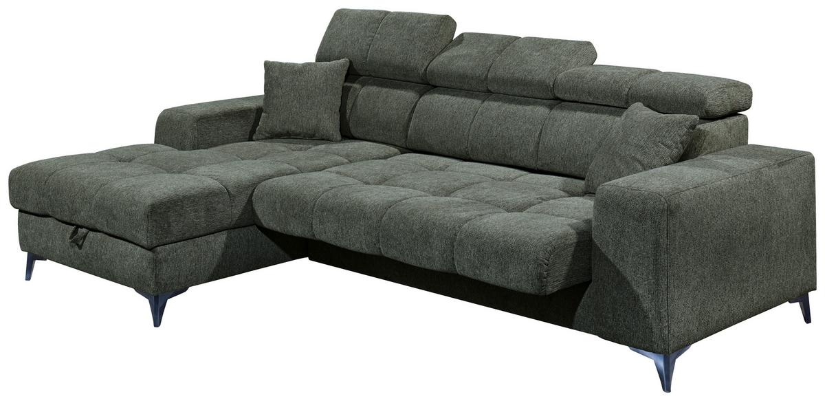 Ecksofa Sydney Dunkelgrün S: 172/268 Cm - Dunkelgrün/Schwarz, KONVENTIONELL, Textil (172/268cm) - MID.YOU