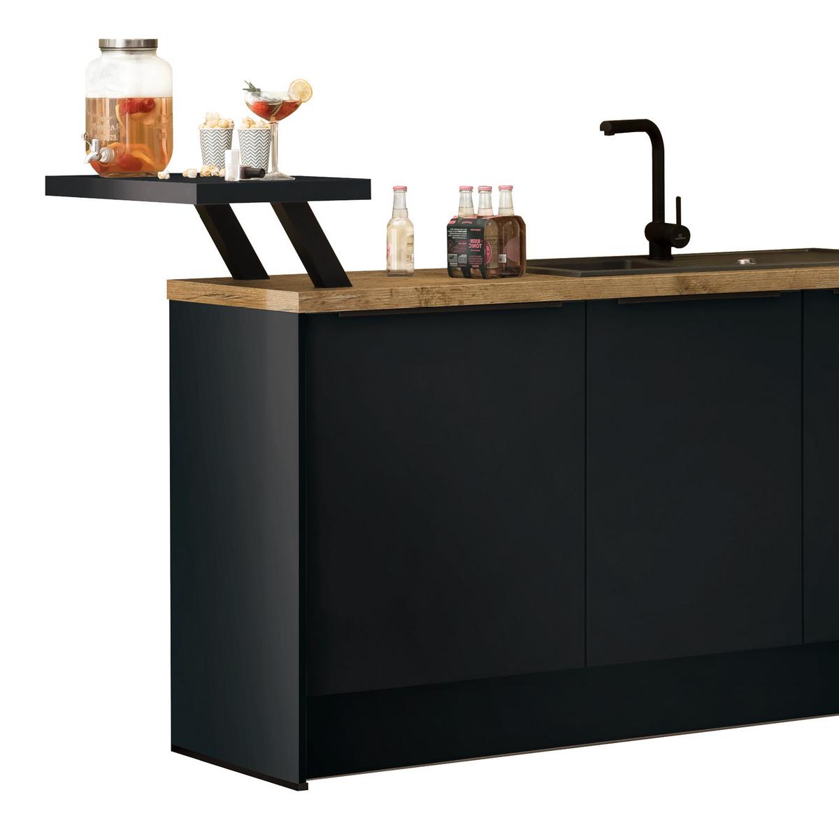 Eckküche Ip1200 Ohne Geräte 292x192 Cm Schwarz/space Grey - Weiß, MODERN, Holzwerkstoff (192/292cm) - Impuls