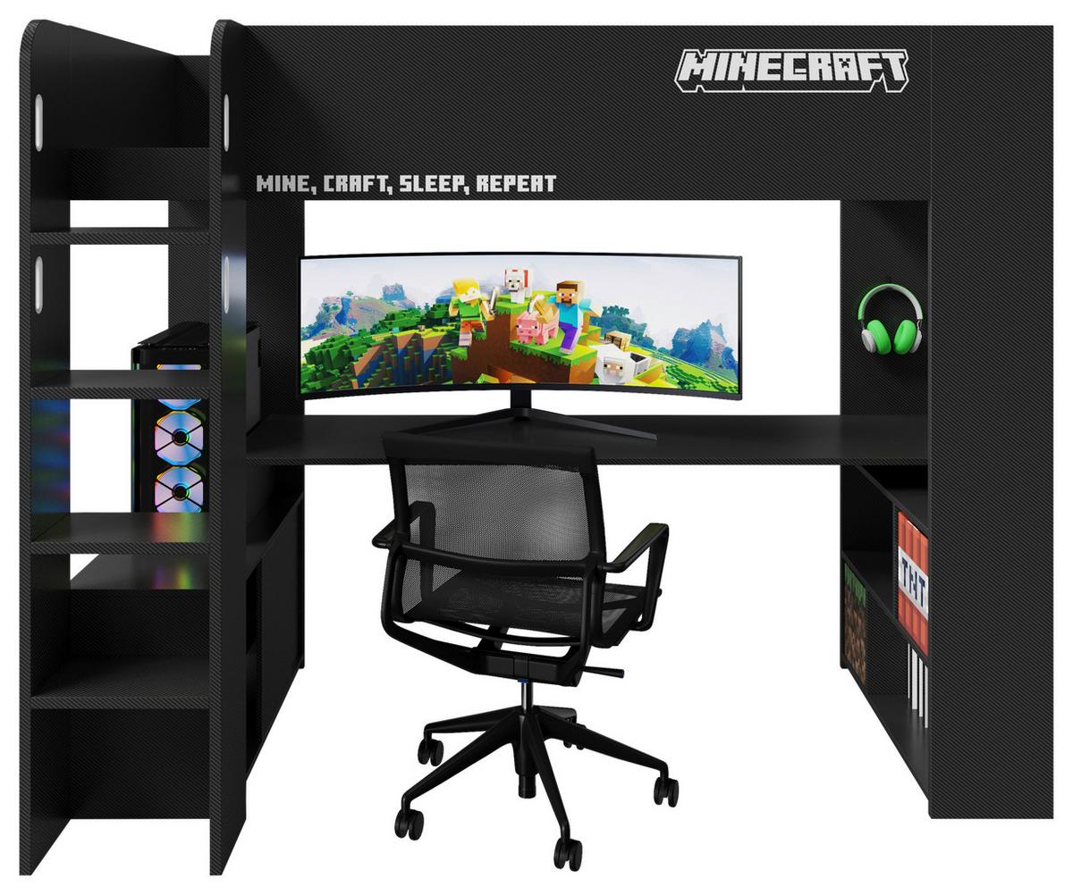 Hochbett Minecraft - Schwarz, MODERN, Holz/Holzwerkstoff (90/200cm) - Minecraft
