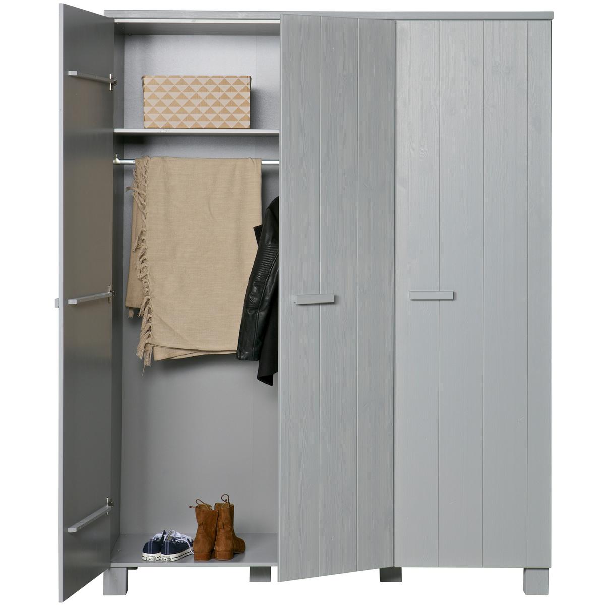Garderobenschrank Dennis Grau B: 158 Cm - Grau, Design, Holz/Holzwerkstoff (158/202/55cm) - Livetastic