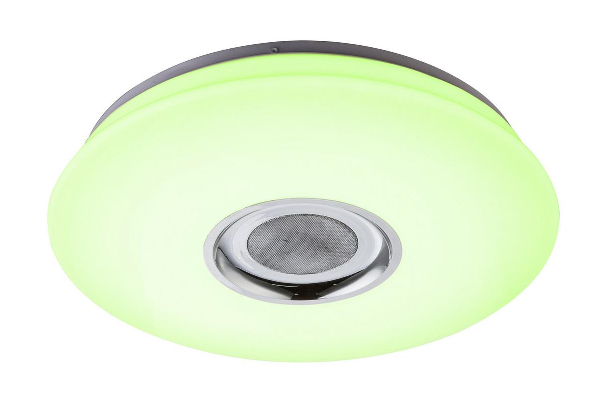LED-Deckenleuchte Nicole Ø 40 cm mit Lautsprecher - Weiß, Basics, Kunststoff (40/7cm) - Globo