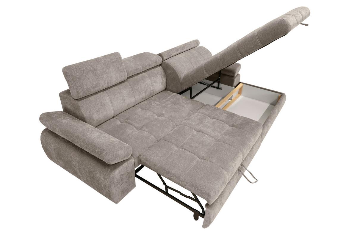Rohová sedačka VEGAS, pravá, šedohnědá žinylka - černá/šedohnědá, Design, dřevo/textil (294/173cm)
