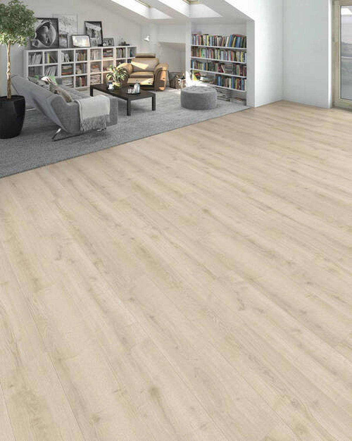 Designboden Eiche Bianco Landhausdiele Stärke 8mm - Eiche Bianco, Basics, Holzwerkstoff (19.3/128.2cm) - Living by HARO