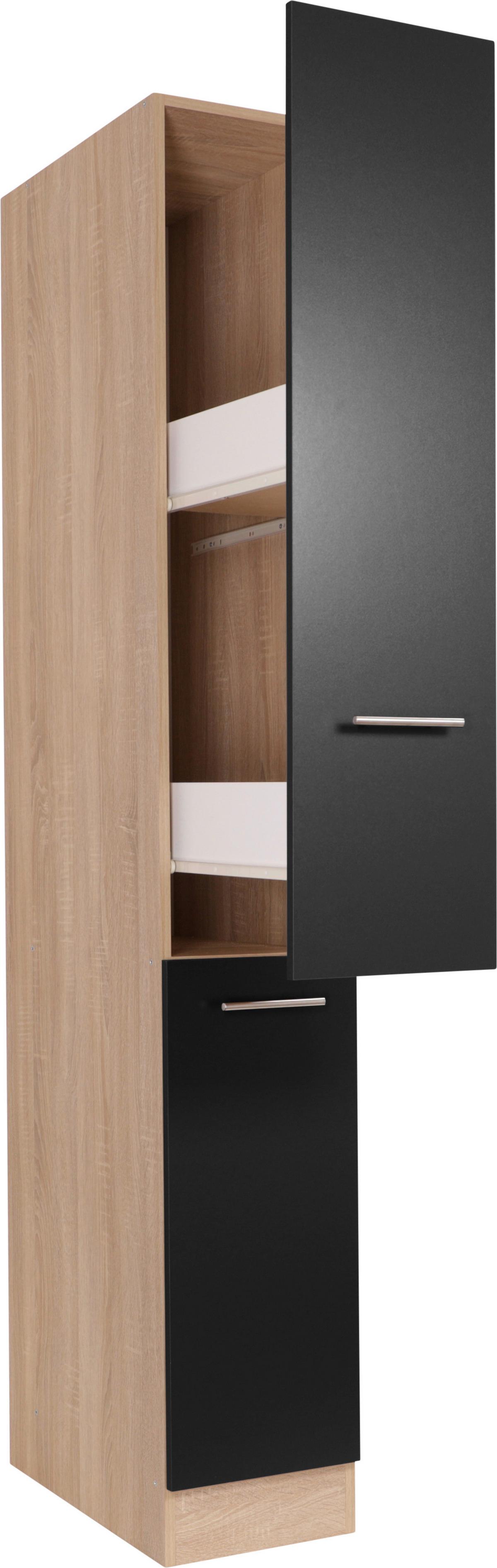 Apothekerschrank Merle Schwarz, Eiche Dekor B: 30cm - Eichefarben/Schwarz, Basics, Holzwerkstoff (30/200/60cm) - Respekta