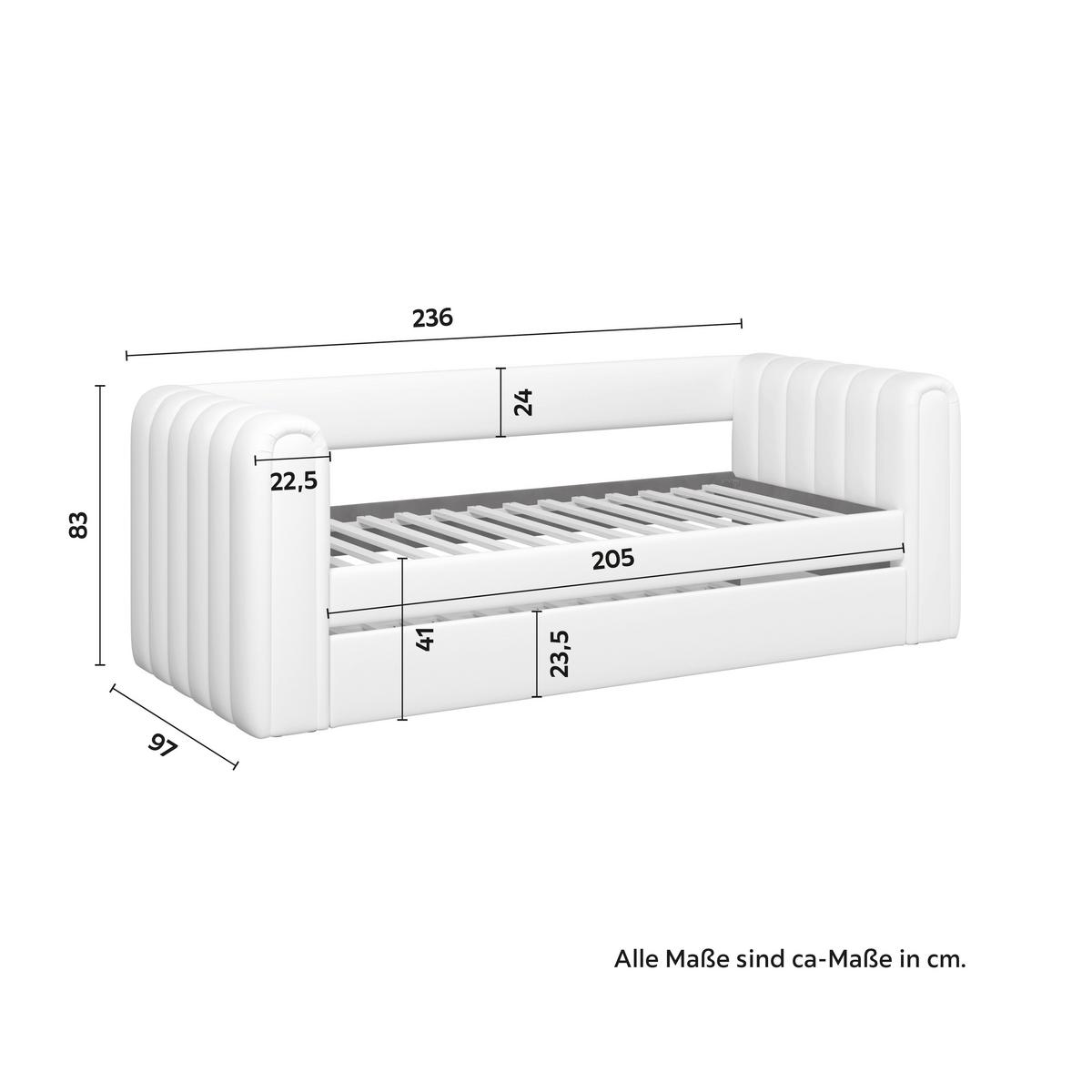 Výsuvná posteľ TASHA 90x200 cm, slonovinová - svetlohnedá/čierna, Modern, drevo/textil (90/200cm) - Bessagi Home