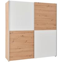 Schwebetürschrank Time, Weiß Eiche Artisan Dekor, B: 170 Cm - Eichefarben/Weiß, Basics, Holzwerkstoff (170/190/59cm)