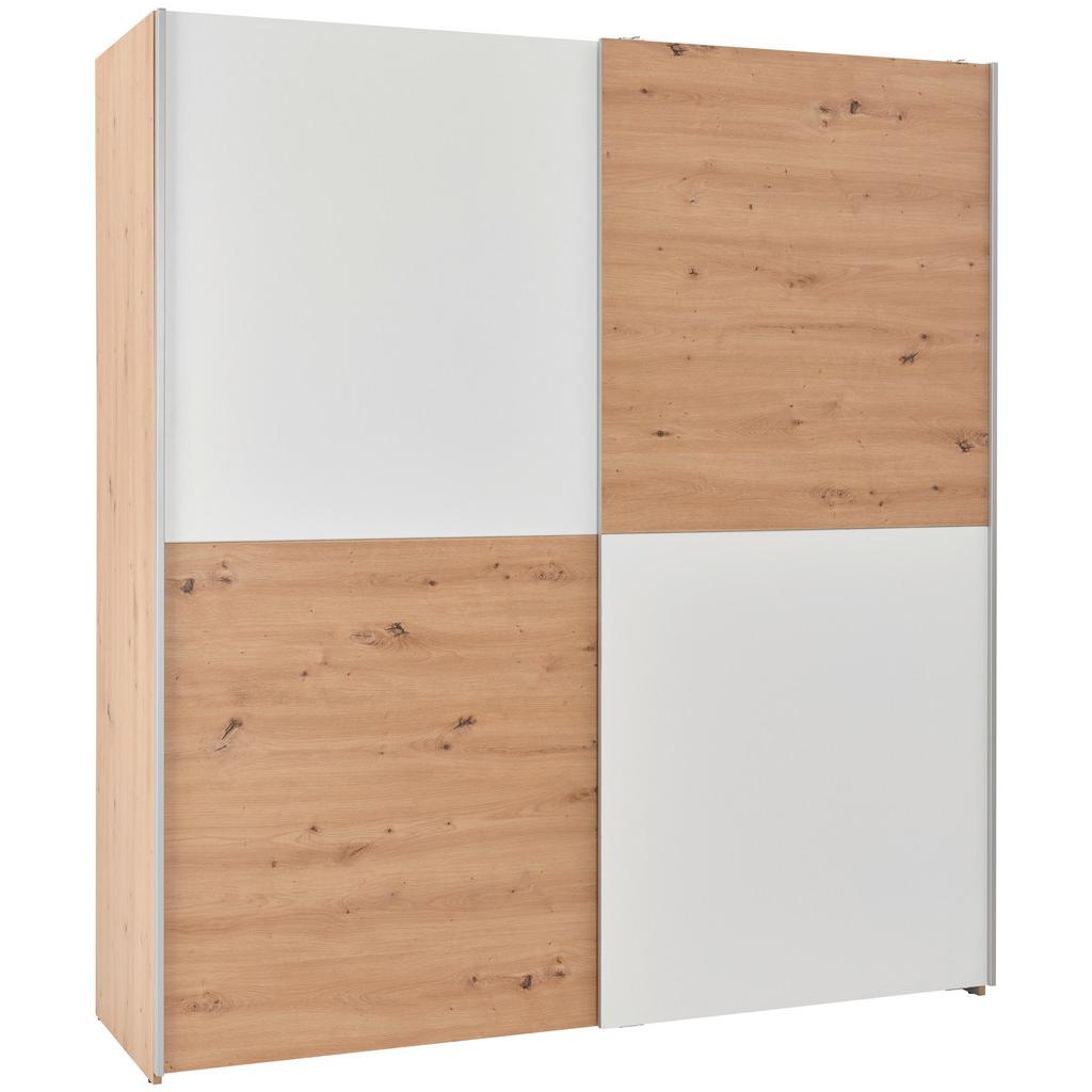 Schwebetürenschrank 170cm Time, Weiß/Eiche