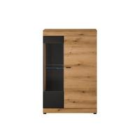 Vitrine Soleto Graphit-/Eichefarben B: 90cm - Eichefarben/Schwarz, Design, Glas/Holzwerkstoff (90/141/35cm) - MID.YOU