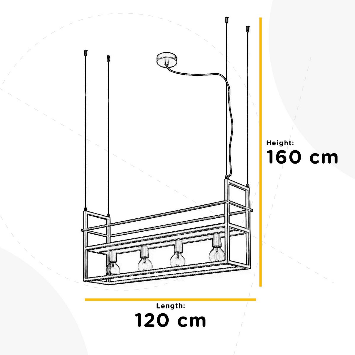 Hängeleuchte 5054/Sn H: 160cm 4-Flammig - Schwarz, Basics, Metall (100/20/160cm)