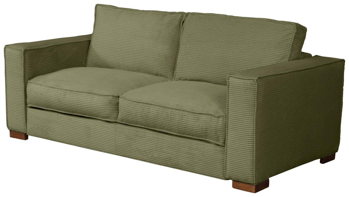 Schlafsofa Texas Grün Cord, B: 203 cm - Dunkelbraun/Grün, Design, Textil (203/85/99cm) - MID.YOU