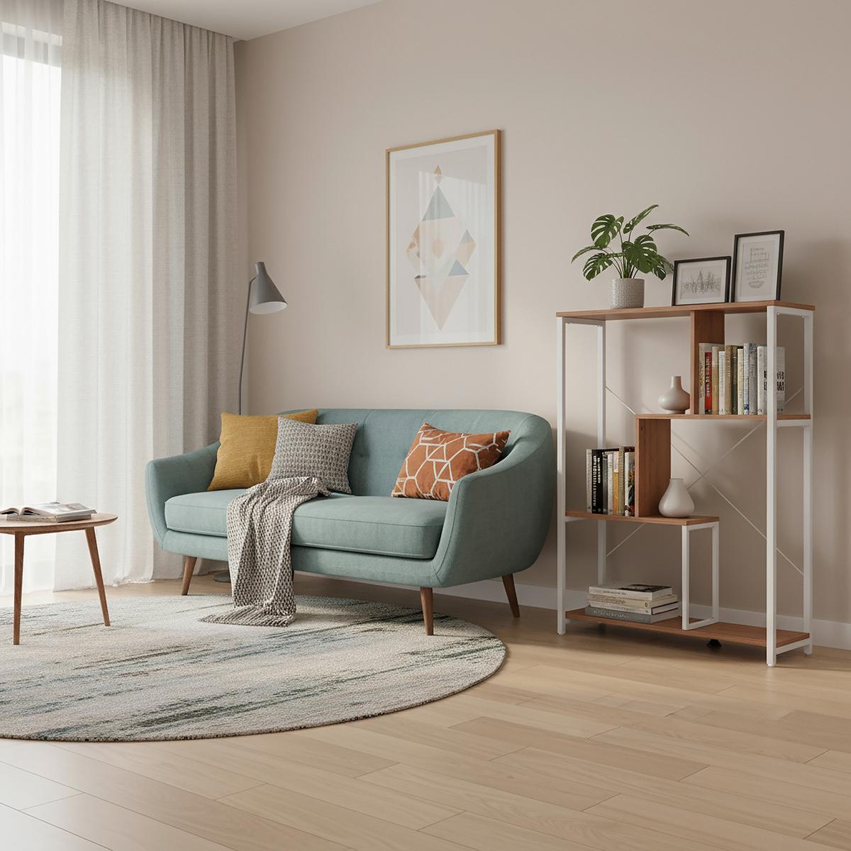 REGAL Kalag Weiß/Eichefarben B: 80cm - Eichefarben/Weiß, MODERN, Holz/Metall (80/110/24cm) - MID.YOU