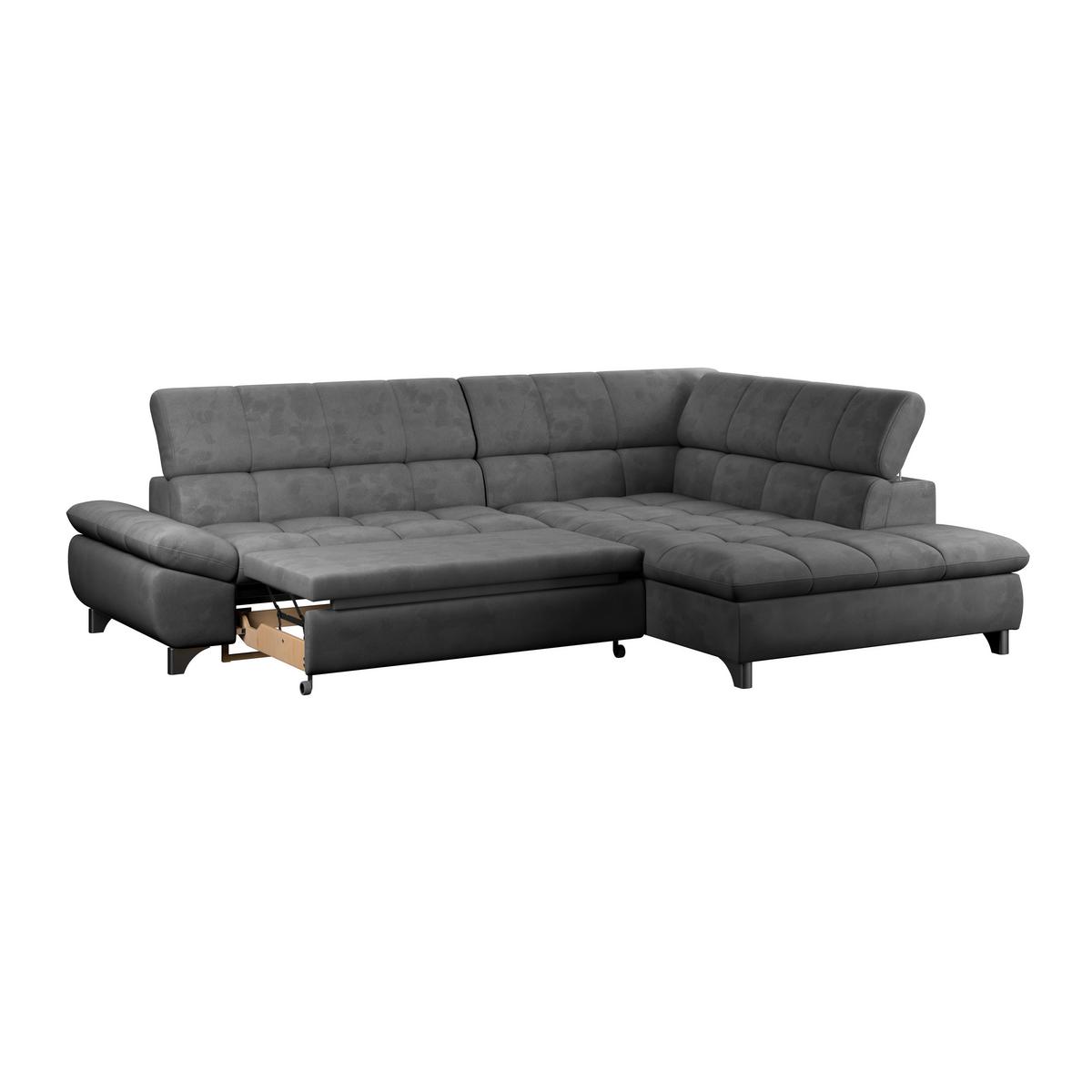 Ecksofa Gemini Dunkelgrau, B: 312cm - Chromfarben/Dunkelgrau, KONVENTIONELL, Textil (312/234cm)