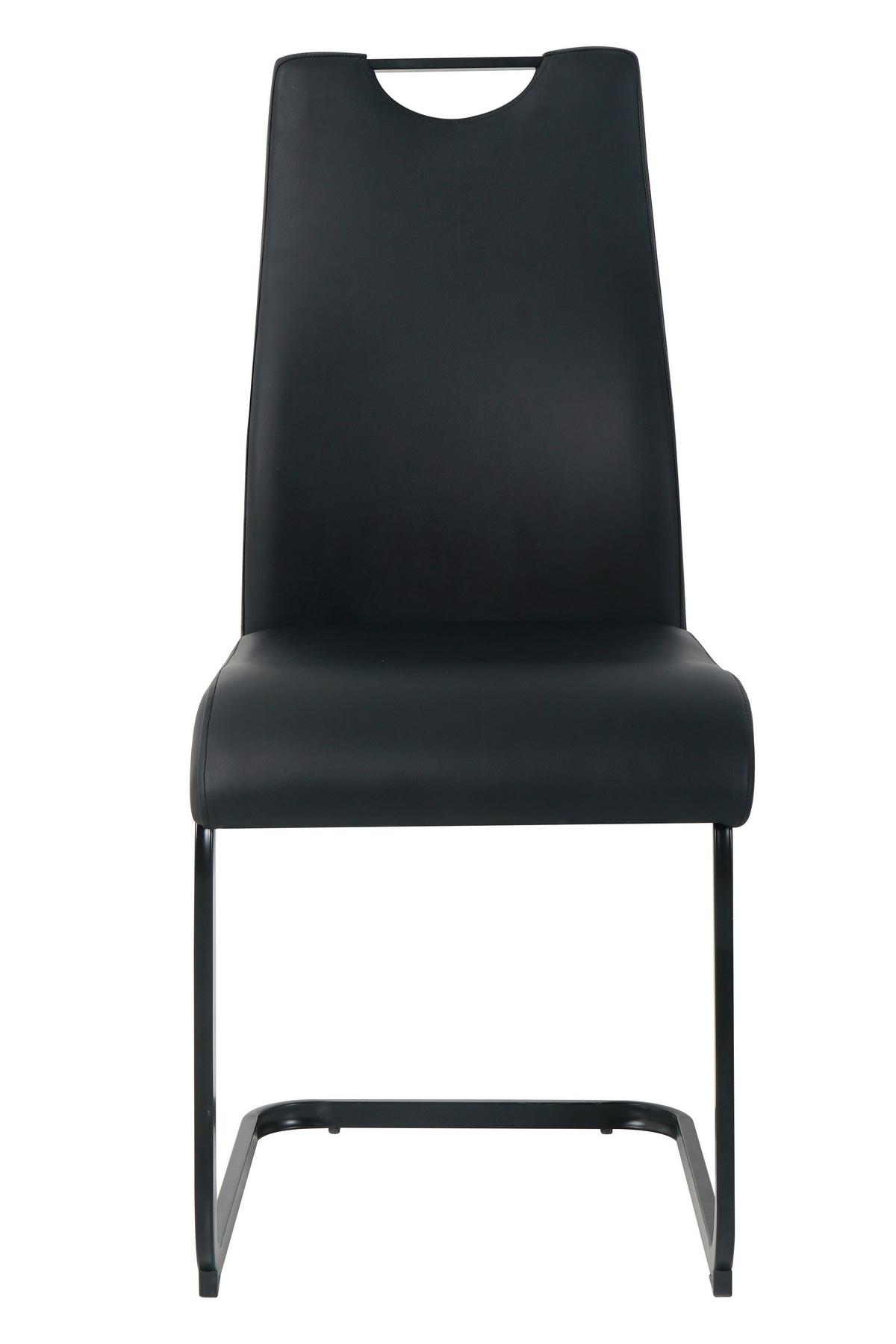 Stuhl-set Lederlook Schwarz, B: 42 Cm - Schwarz, Design, Kunststoff/Textil (42/98/56cm) - Livetastic