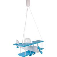 Kinderhängeleuchte Flugzeug H: 75 cm 1-Flammig - Blau/Weiß, KONVENTIONELL, Holz (42/45/75cm)
