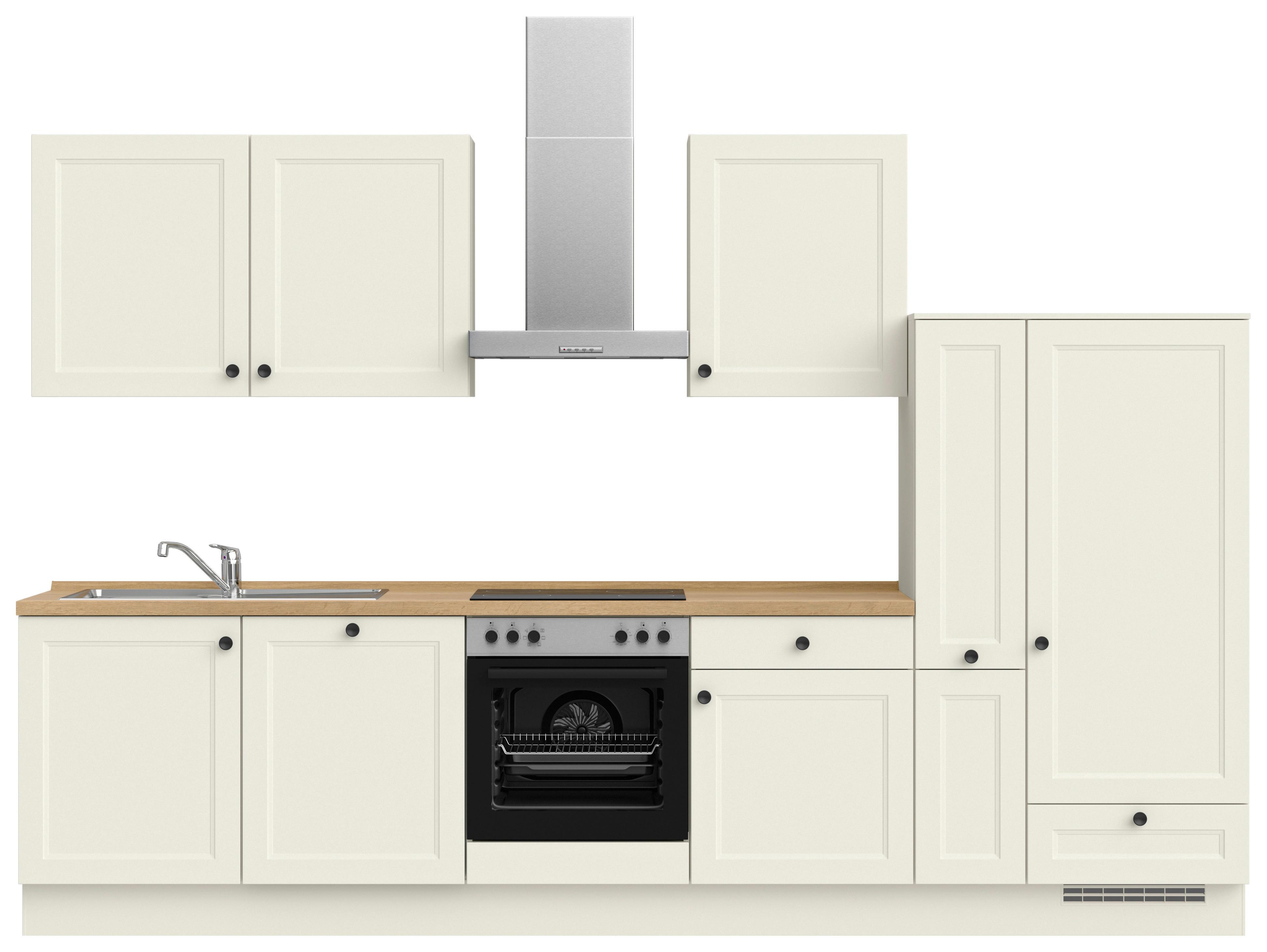 Kuchyňská linka 330 cm, bílá - bílá/barvy dubu, Moderní, kov/kompozitní dřevo (330cm) - Nobilia