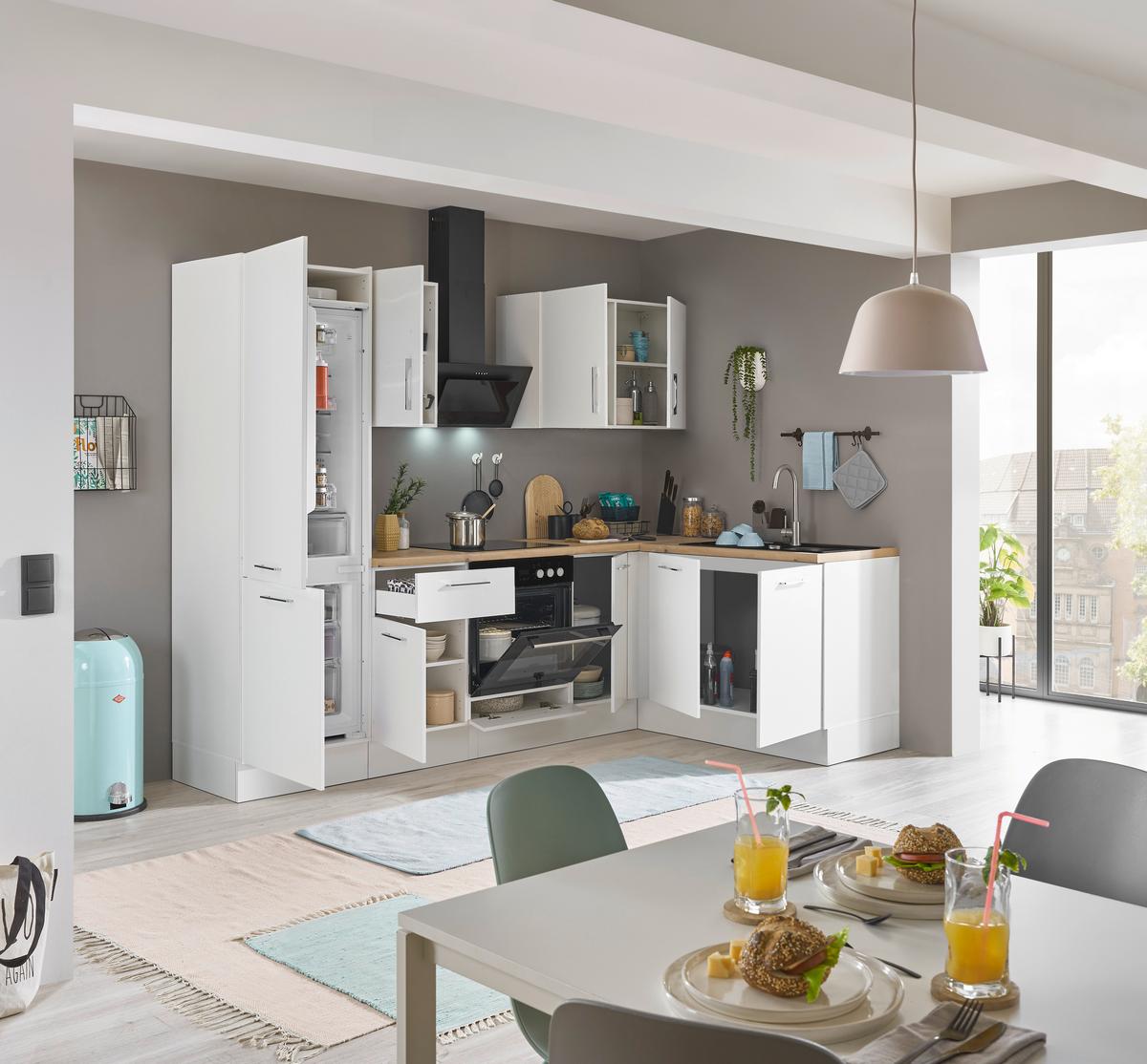 Eckküche Turin Weiß/eiche Dekor 270x165 Cm - Weiß/Eiche Artisan, Basics, Holzwerkstoff (270/165cm) - MID.YOU