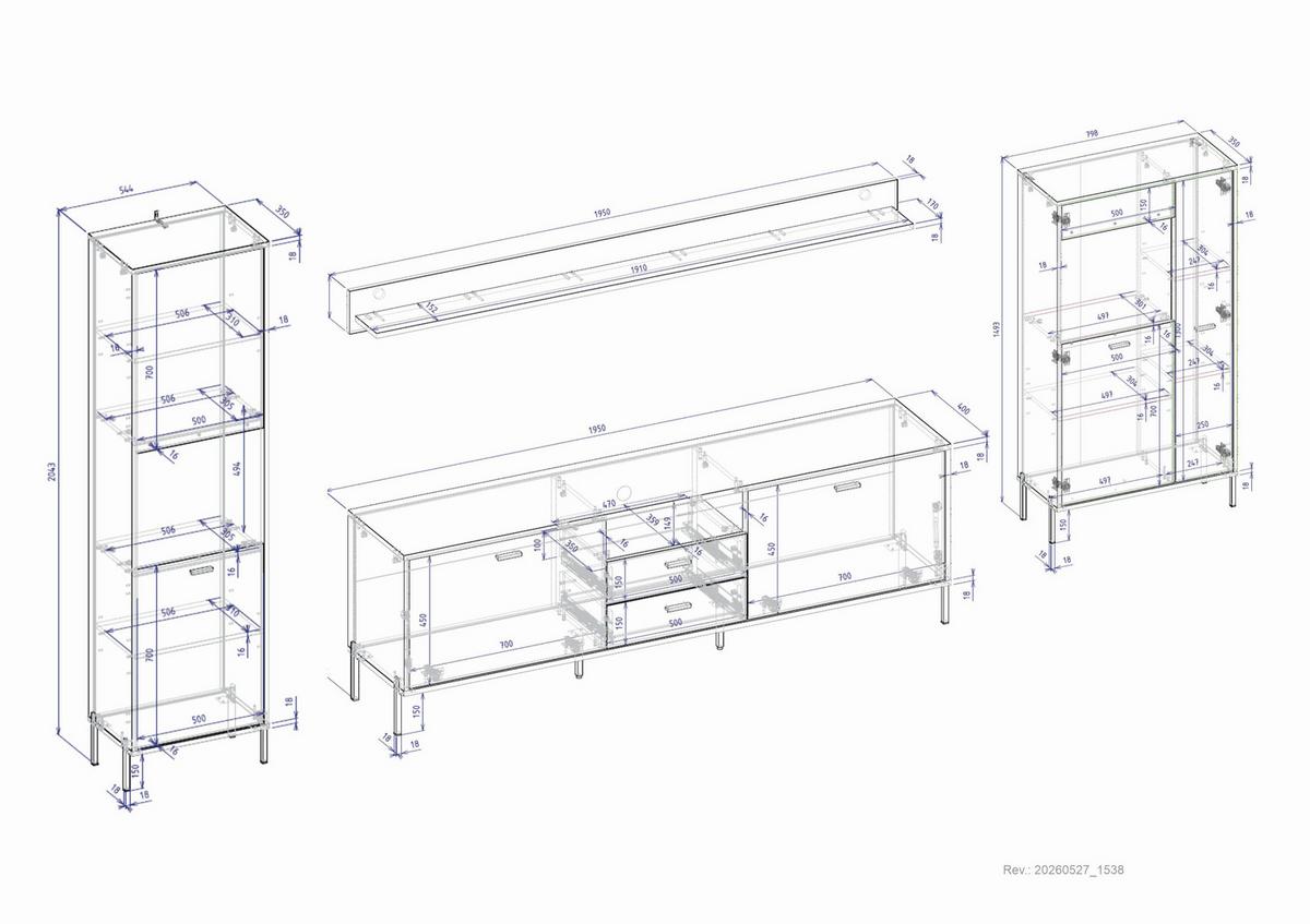 Wohnwand Fredericia Kaschmir/Eichefarben B: 349 cm - Kaschmir/Eichefarben, Design, Holzwerkstoff (349/206/40cm) - MID.YOU
