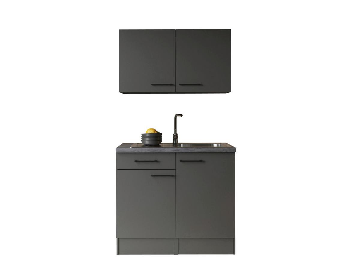 MINIKÜCHE Oliver, Grau B: 100 cm - Grau, Trend, Holzwerkstoff (100cm) - Respekta