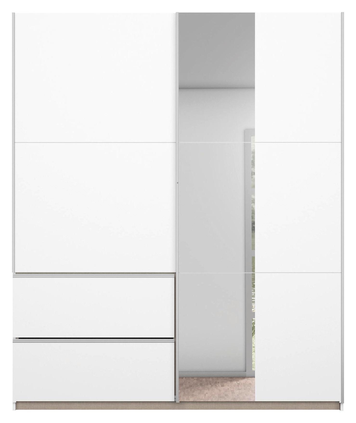 Levně Šatní Skříň Se Zrcadlem Sevilla, Bílá, 175cm