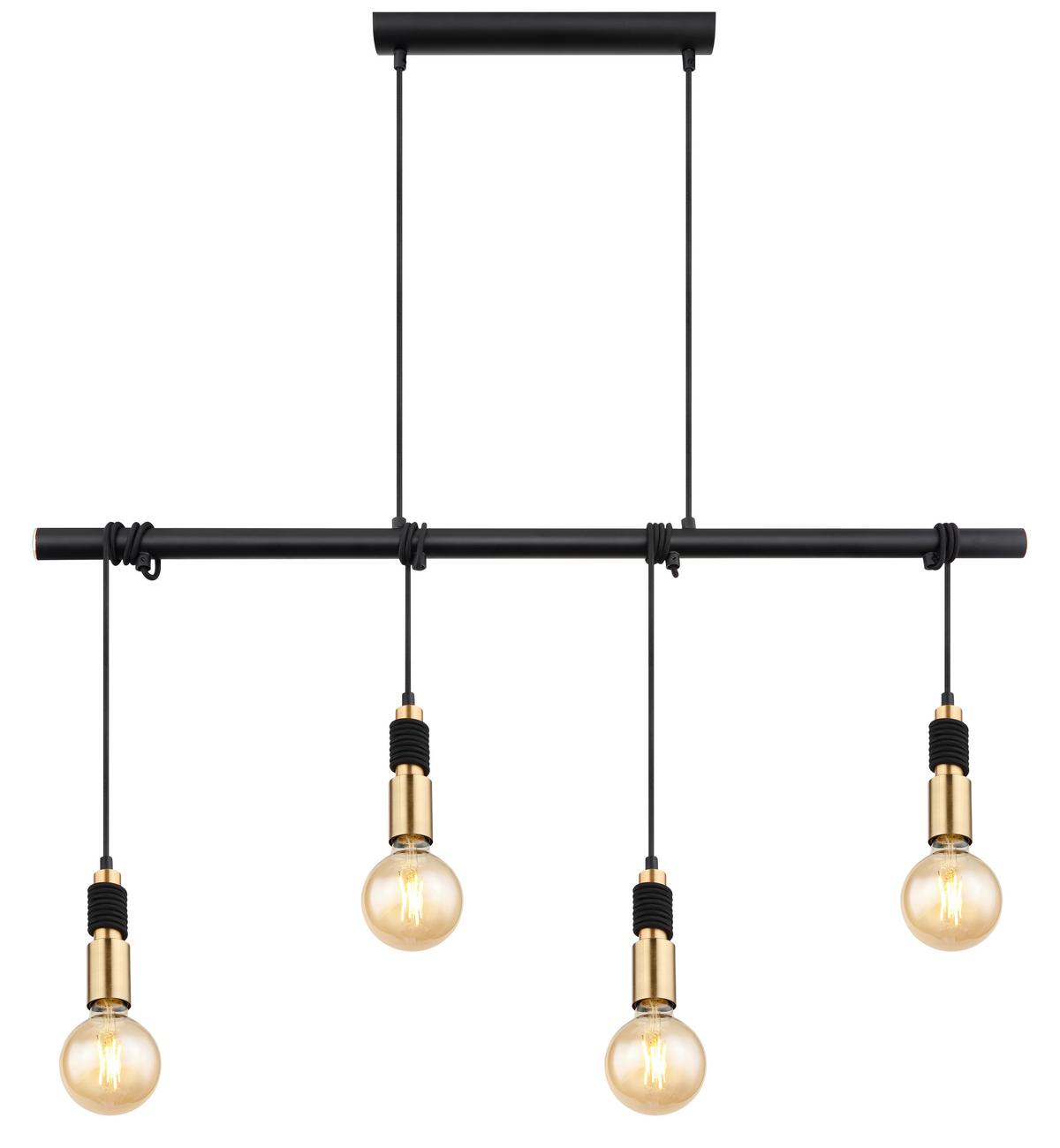 Hängeleuchte H: 120 cm 4-Flammig - Messingfarben/Schwarz, Basics, Metall (100/6/120cm) - Globo