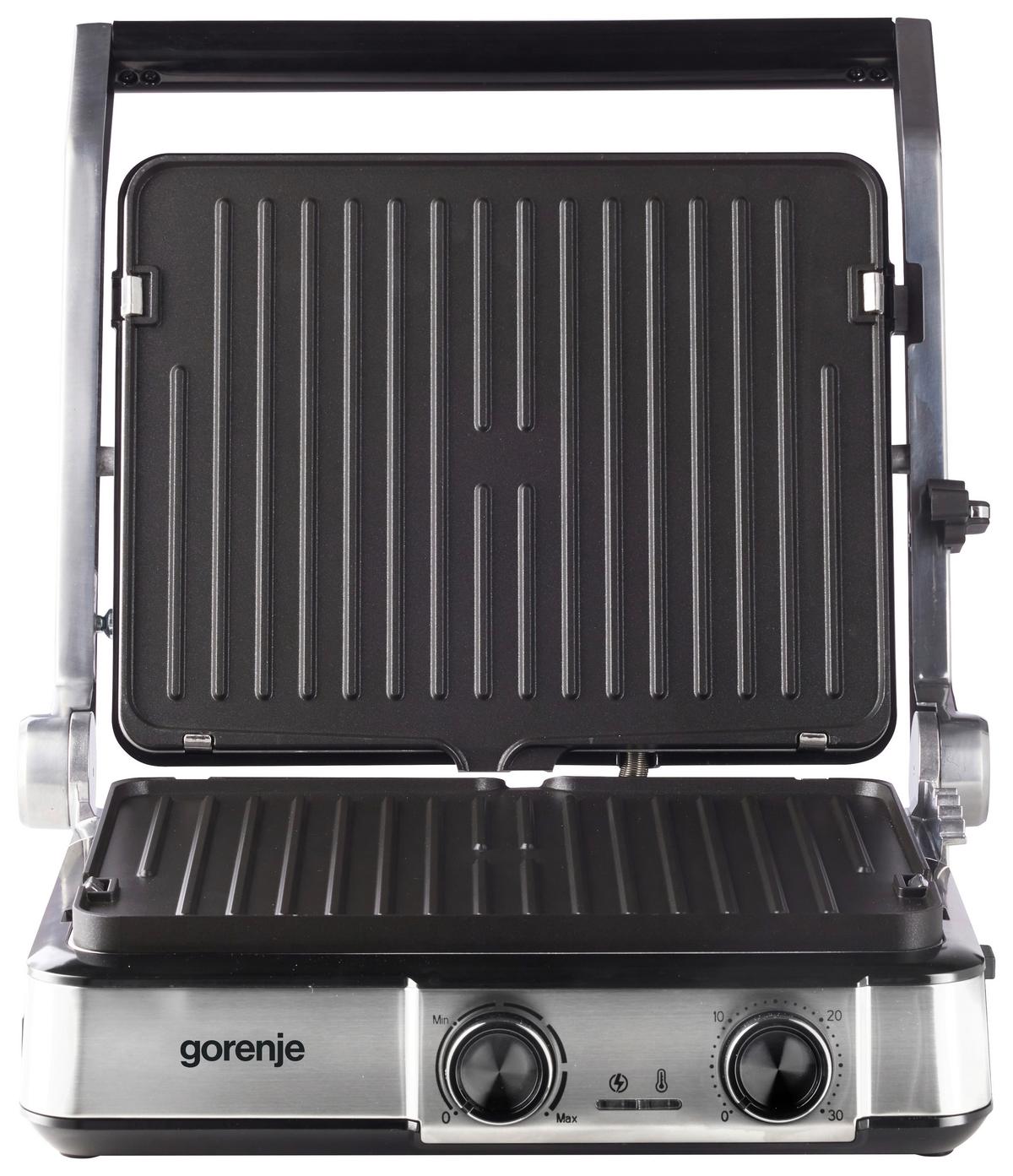 Kontaktgrill 2000w, Bis 230c - Silberfarben/Schwarz, Basics, Kunststoff/Metall (36,4/16,5/33,5cm) - Gorenje