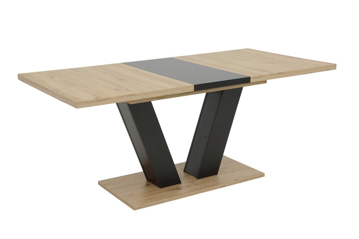 Esstisch Hamm T - Schwarz/Eiche Artisan, MODERN, Holzwerkstoff (140-180/76/90cm) - MID.YOU