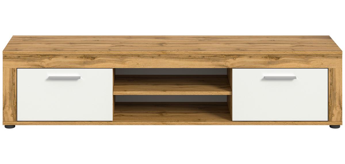 Lowboard Jam Weiß/eiche Dekor B: 160 Cm - Eiche Wotan/Schwarz, Design, Holzwerkstoff (160/37/40cm) - MID.YOU
