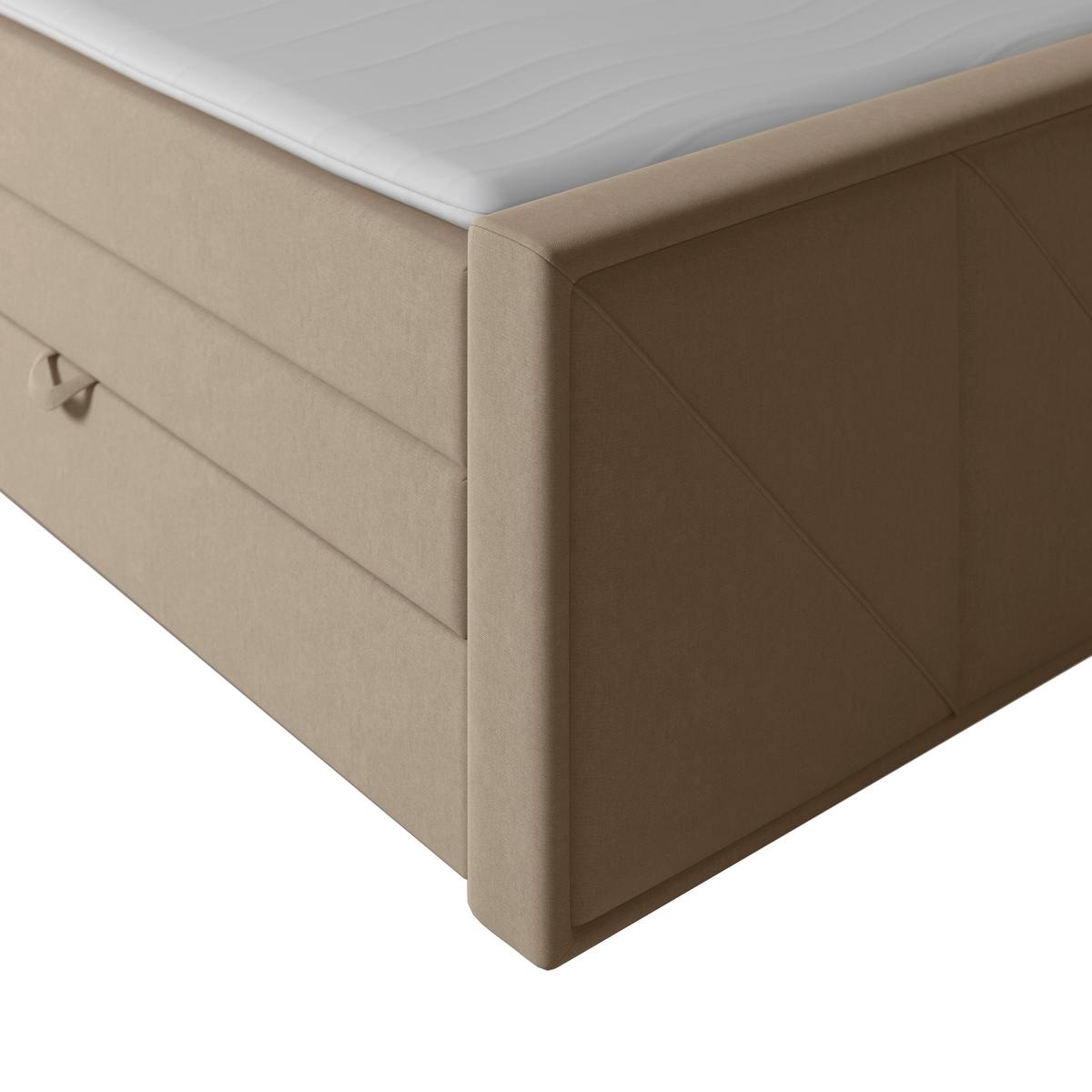 Boxspringbett Mit Bettkasten Oslo 180x200 Cm Beige - Beige/Schwarz, MODERN, Holz/Kunststoff (180/200cm) - MID.YOU