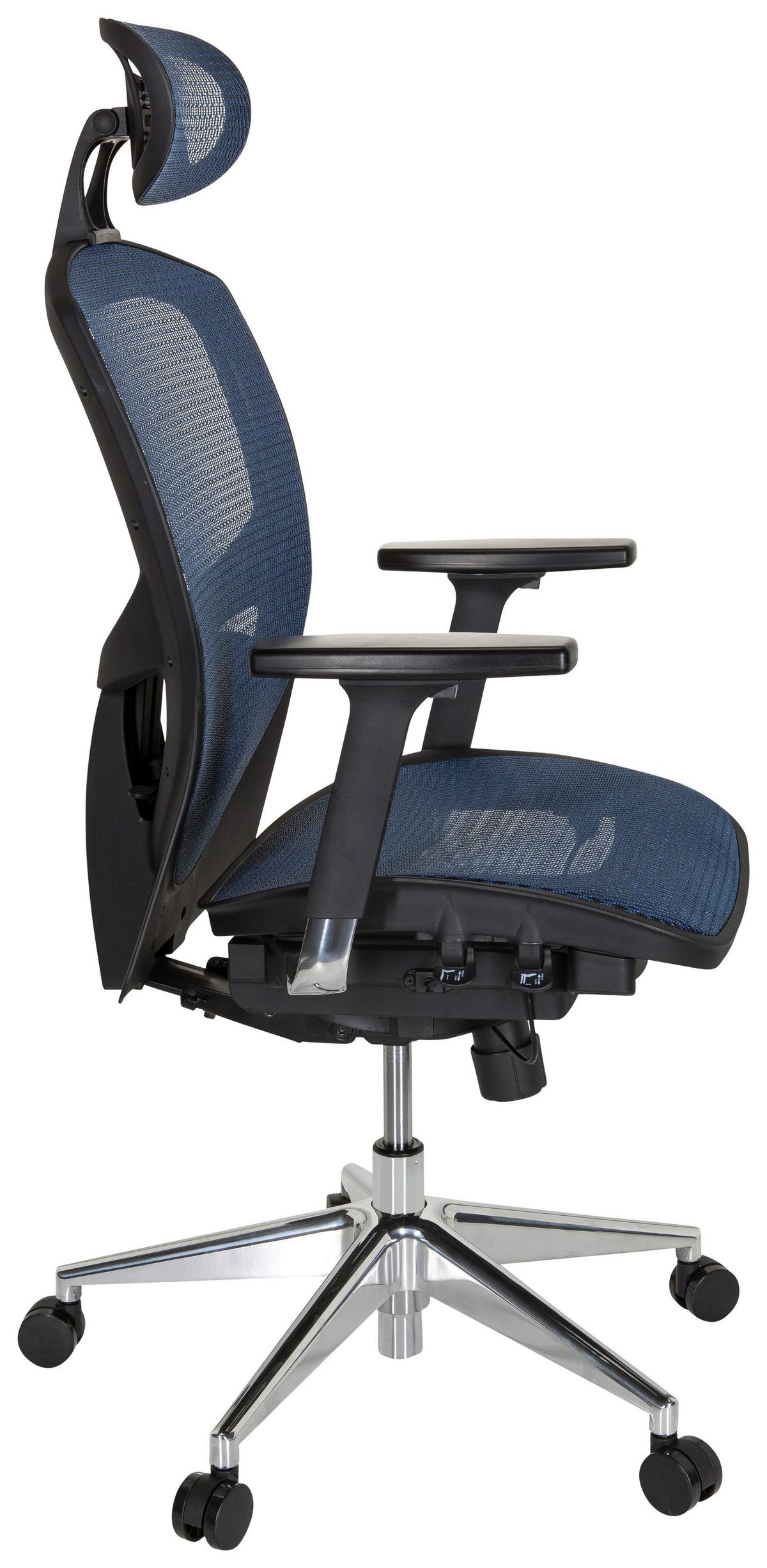 Bürostuhl Venus One Blau/schwarz Bis 120 Kg - Blau/Silberfarben, Basics, Kunststoff/Textil (61/148/48cm) - MID.YOU