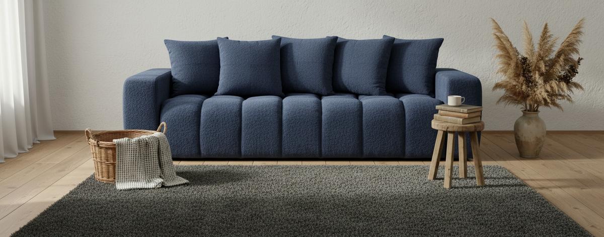 Schlafsofa Cloud Blau B: 250 cm - Blau/Schwarz, Basics, Textil (250/86/140cm) - Livetastic