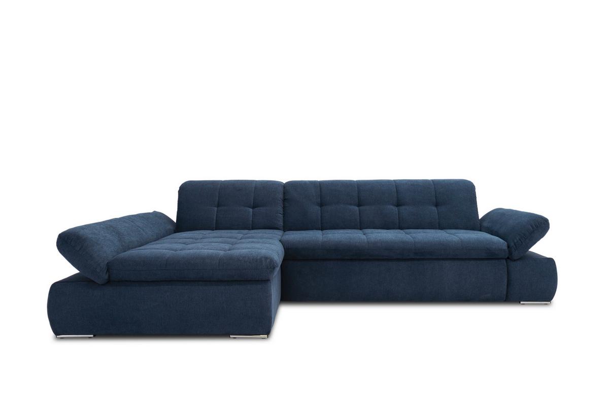 Ecksofa Mit Armteilverstellung Moric Dunkelblau Mikrofaser - Chromfarben/Dunkelblau, KONVENTIONELL, Textil (172/300cm) - MID.YOU