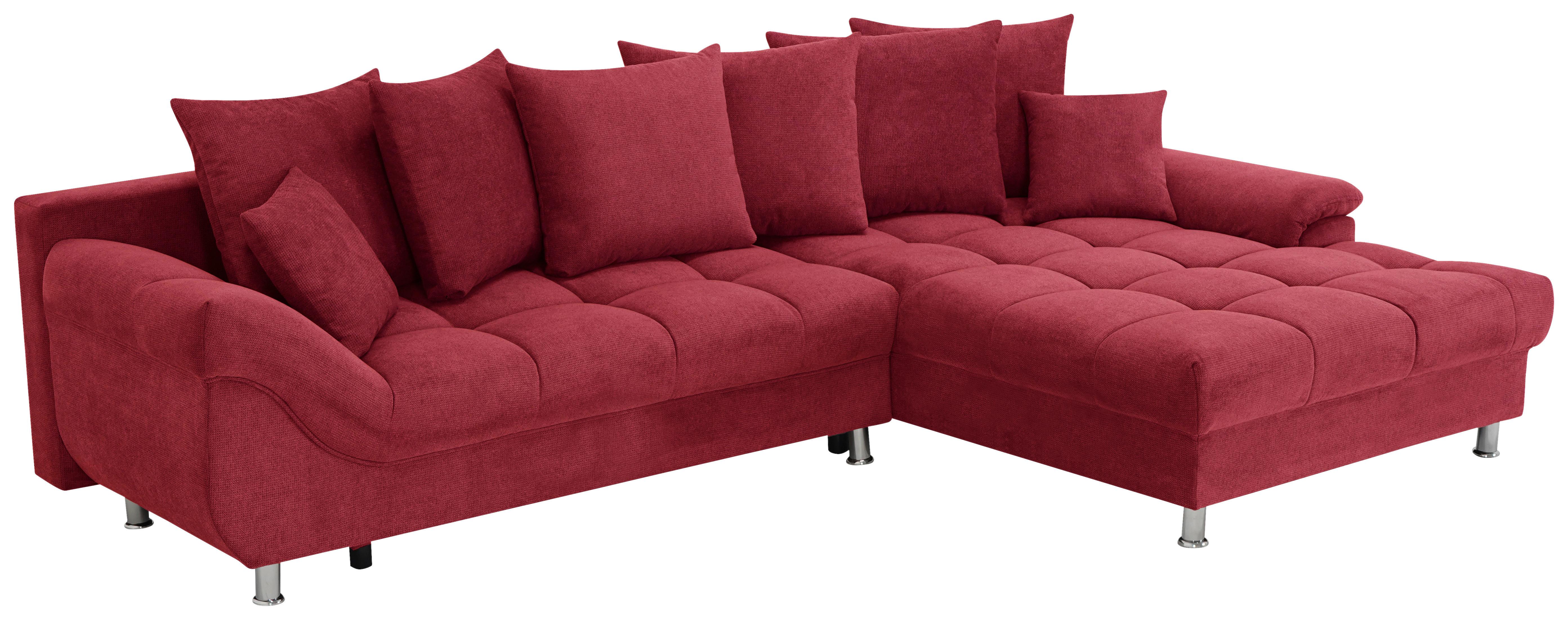 Ecksofa Erice Rot S: 312x198 cm - Chromfarben/Rot, Design, Textil (312/198cm) - Livetastic