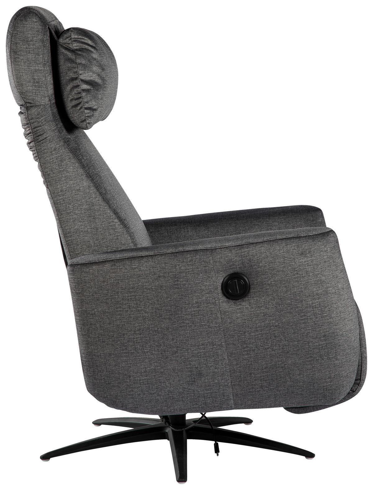 Fernsehsessel Riva - Schwarz/Graphitfarben, MODERN, Textil/Metall (71/108/176cm)