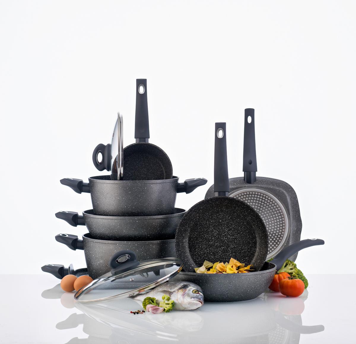 Bratpfanne Orion D: 24 cm Aluminium Antihaftbeschichtet - Dunkelgrau, Basics, Kunststoff/Metall