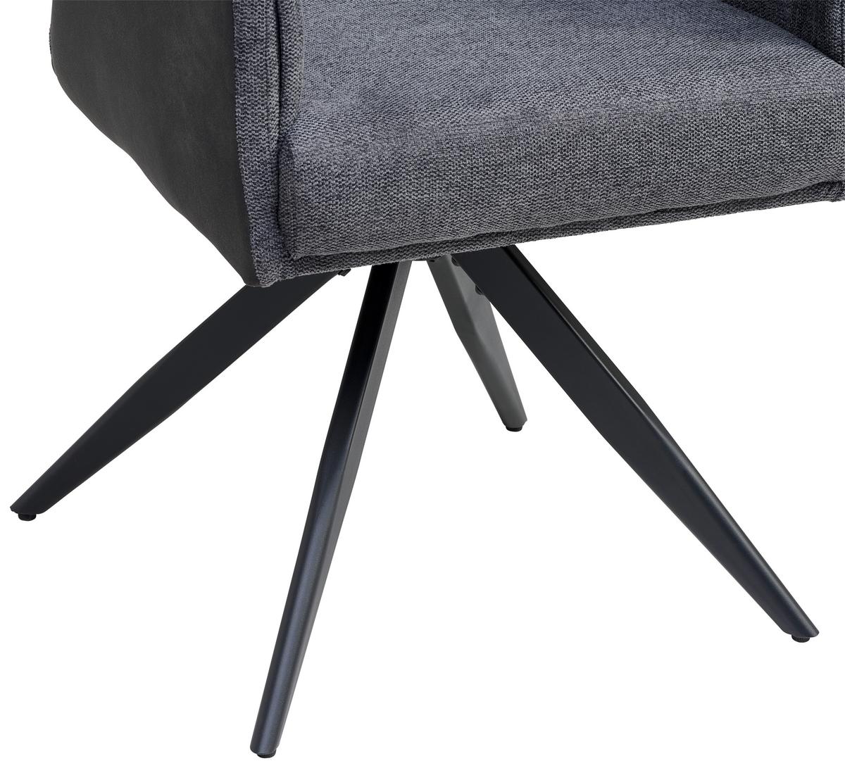 Armlehnstuhl Chantal - Schwarz/Grau, LIFESTYLE, Textil/Metall (58/94/64cm) - MID.YOU