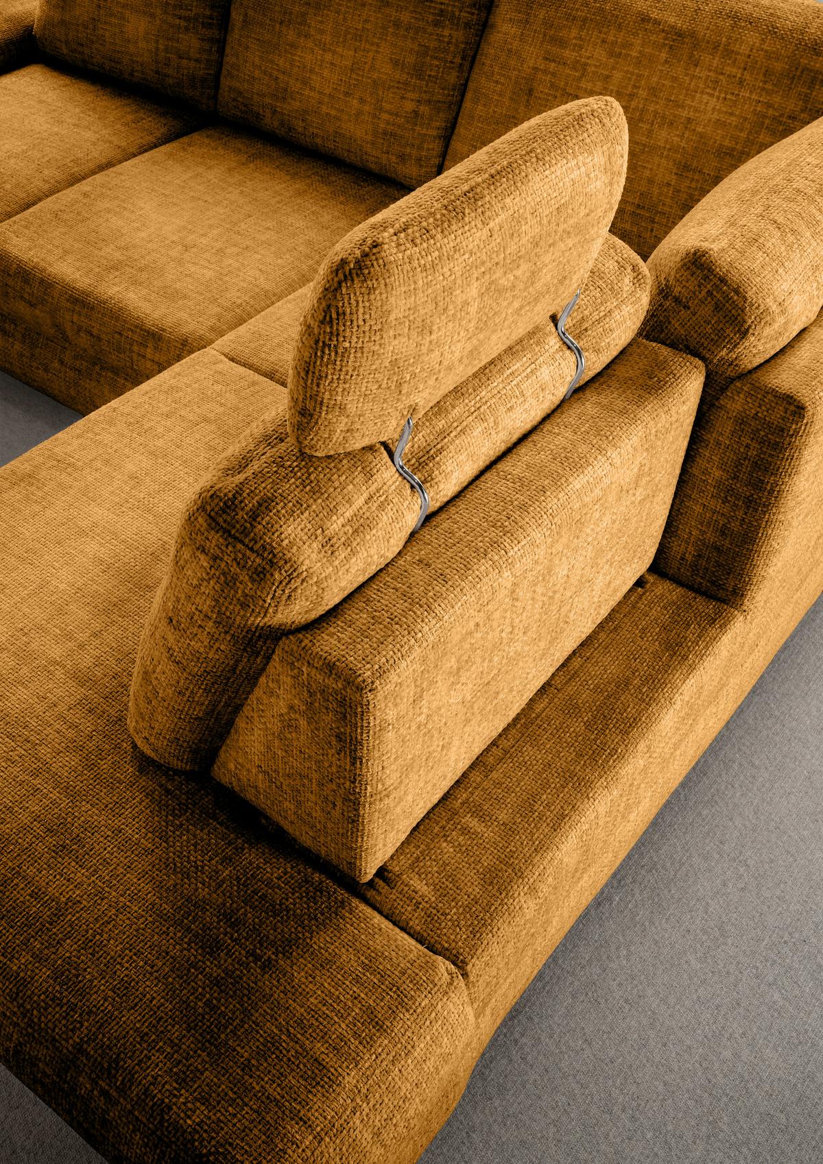 Eckschlafsofa Positano Goldfarben S: 265x206 Cm - Wildeiche/Goldfarben, MODERN, Textil (265/206cm) - Livetastic