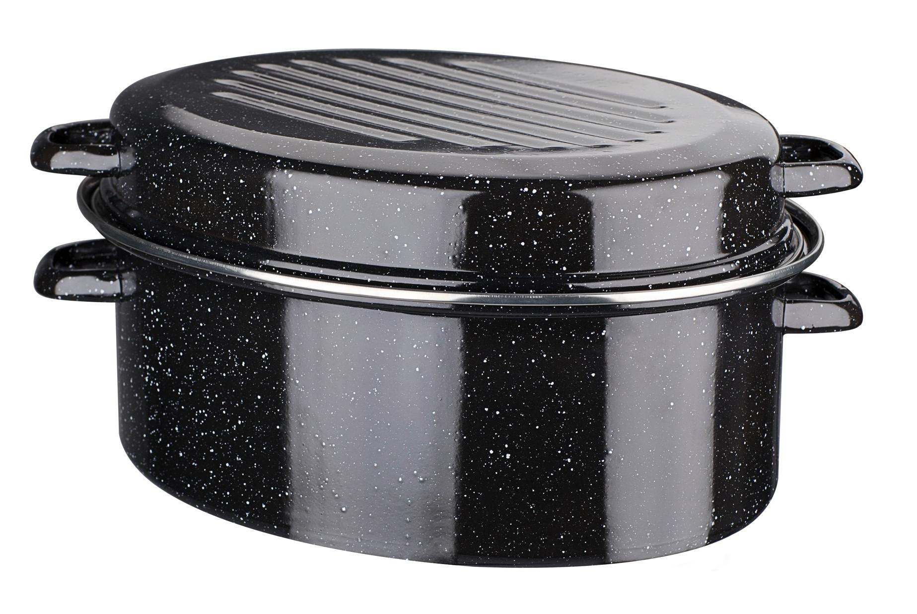 Gsw Gänsebräter Mit Chromring Schwarz, B/h:38x18cm - Schwarz, Basics, Metall (38/18cm) - GSW