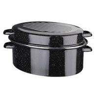 Gsw Gänsebräter Mit Chromring Schwarz, B/h:38x18cm - Schwarz, Basics, Metall (38/18cm) - GSW