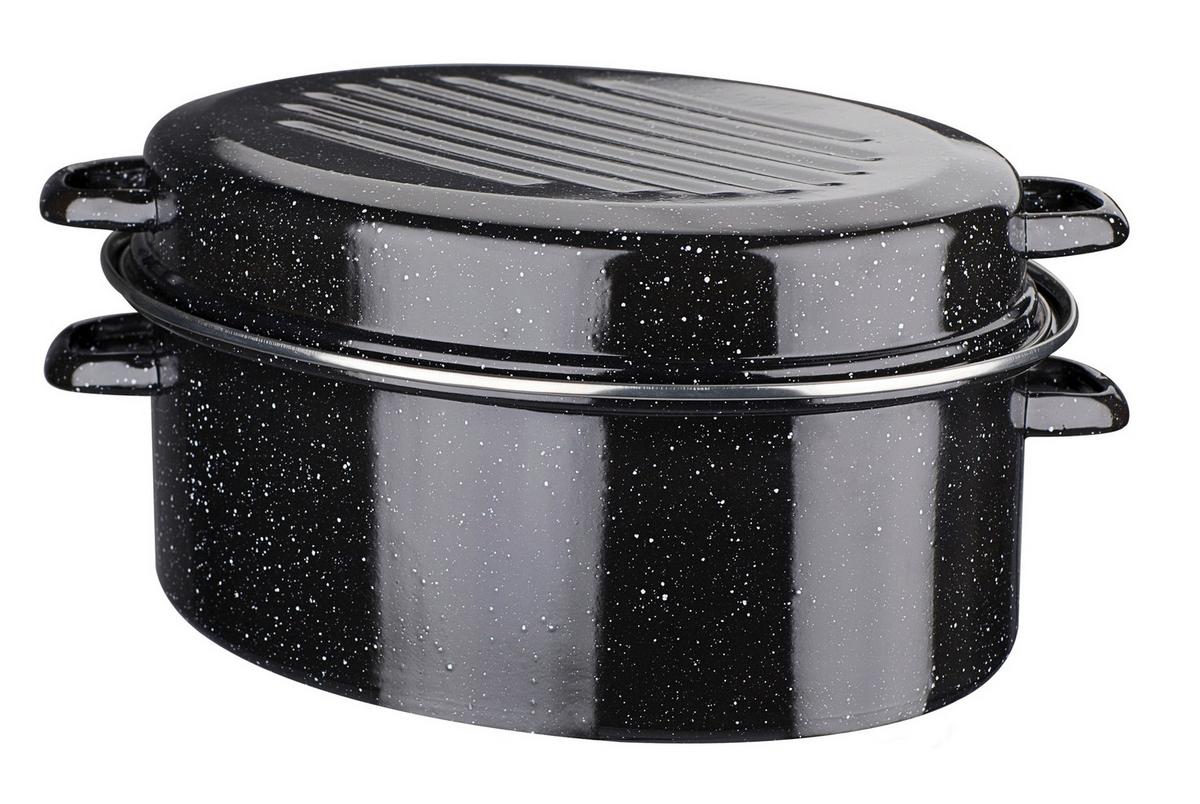 Gsw Gänsebräter Mit Chromring Schwarz, B/h:38x18cm - Schwarz, Basics, Metall (38/18cm) - GSW