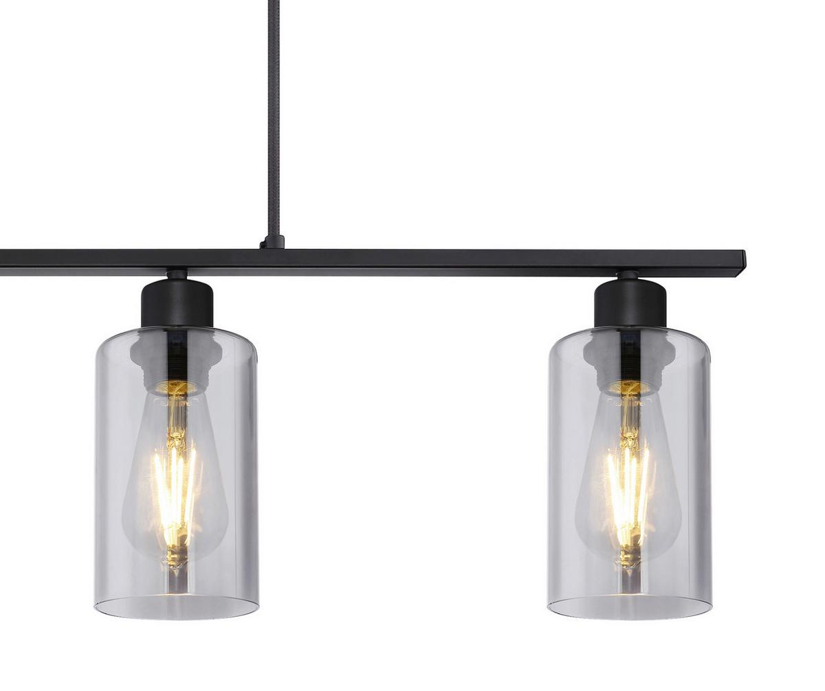 Hängeleuchte Hadera H: 120 cm 4-Flammig, Rauchglas - Schwarz, Basics, Glas/Metall (98/10/120cm) - Globo