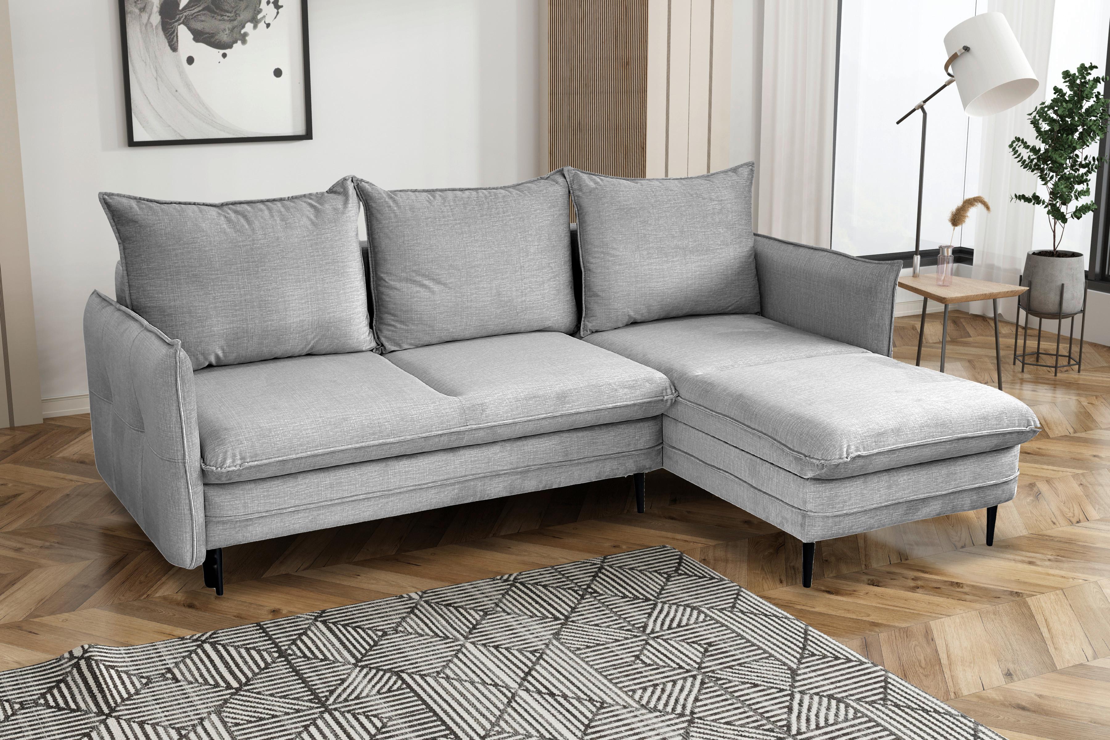 Ecksofa Mit Bettkasten Melody Grau S: 170x235 Cm - Schwarz/Grau, Design, Textil (170/235cm) - MID.YOU
