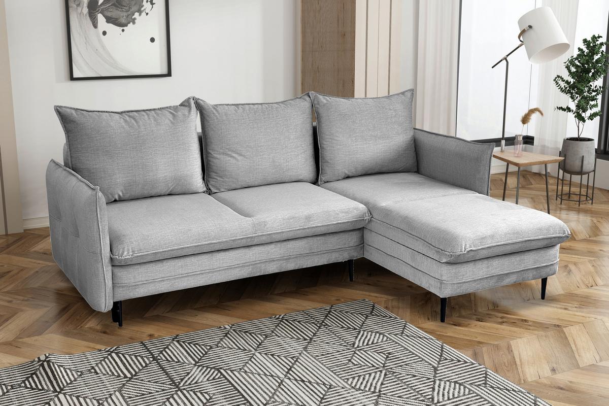 Ecksofa mit Bettkasten Melody Grau S: 170x235 cm - Schwarz/Grau, Design, Textil (170/235cm) - MID.YOU