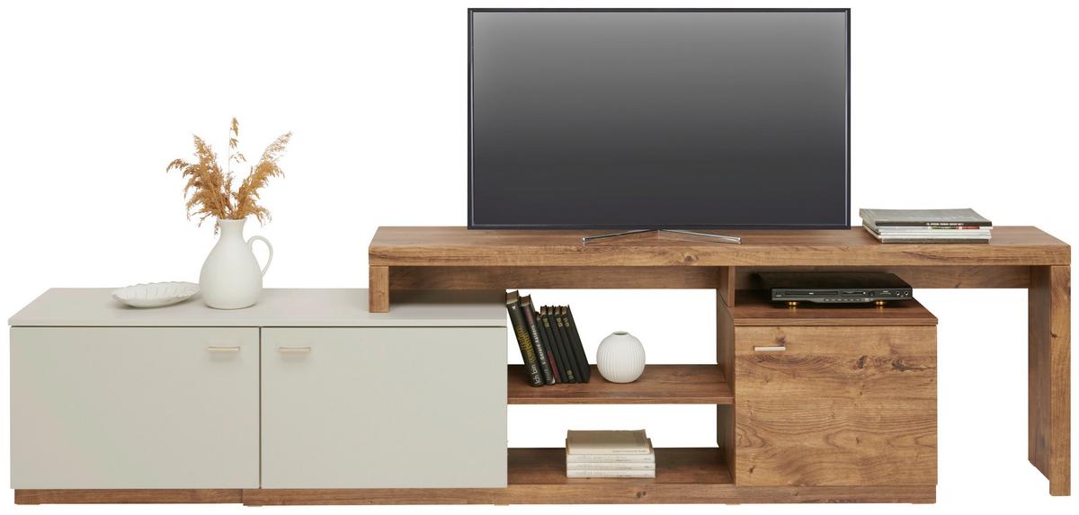 Tv-element Arian B: 175-261,2 Cm Eiche Dekor/hellgrau - Eichefarben/Hellgrau, MODERN, Holzwerkstoff (175-261,2/63,6/37,2cm)