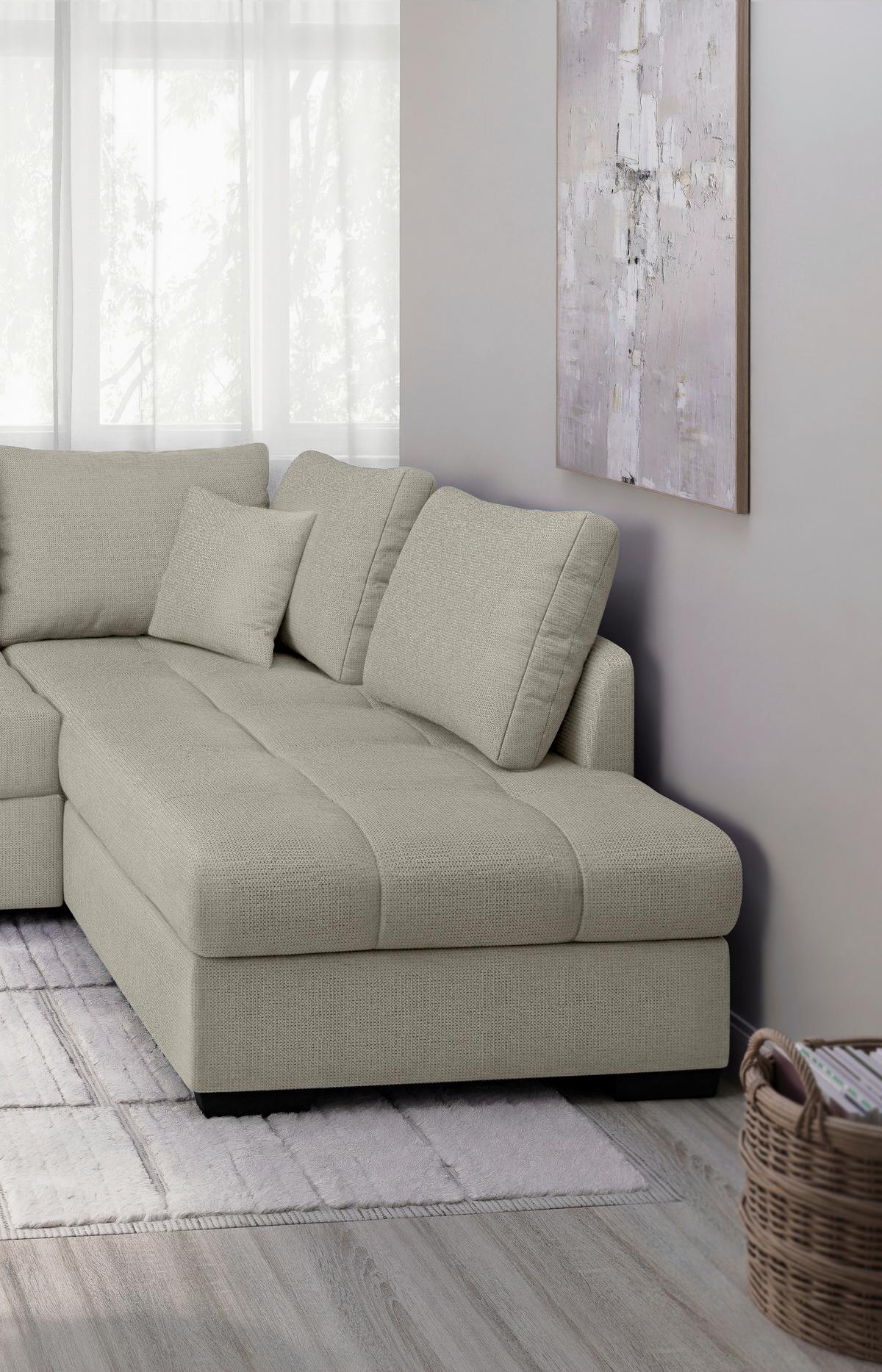 Eckschlafsofa Alvito Beige S: 298x202 Cm - Beige/Schwarz, MODERN, Textil (298/202cm) - MID.YOU