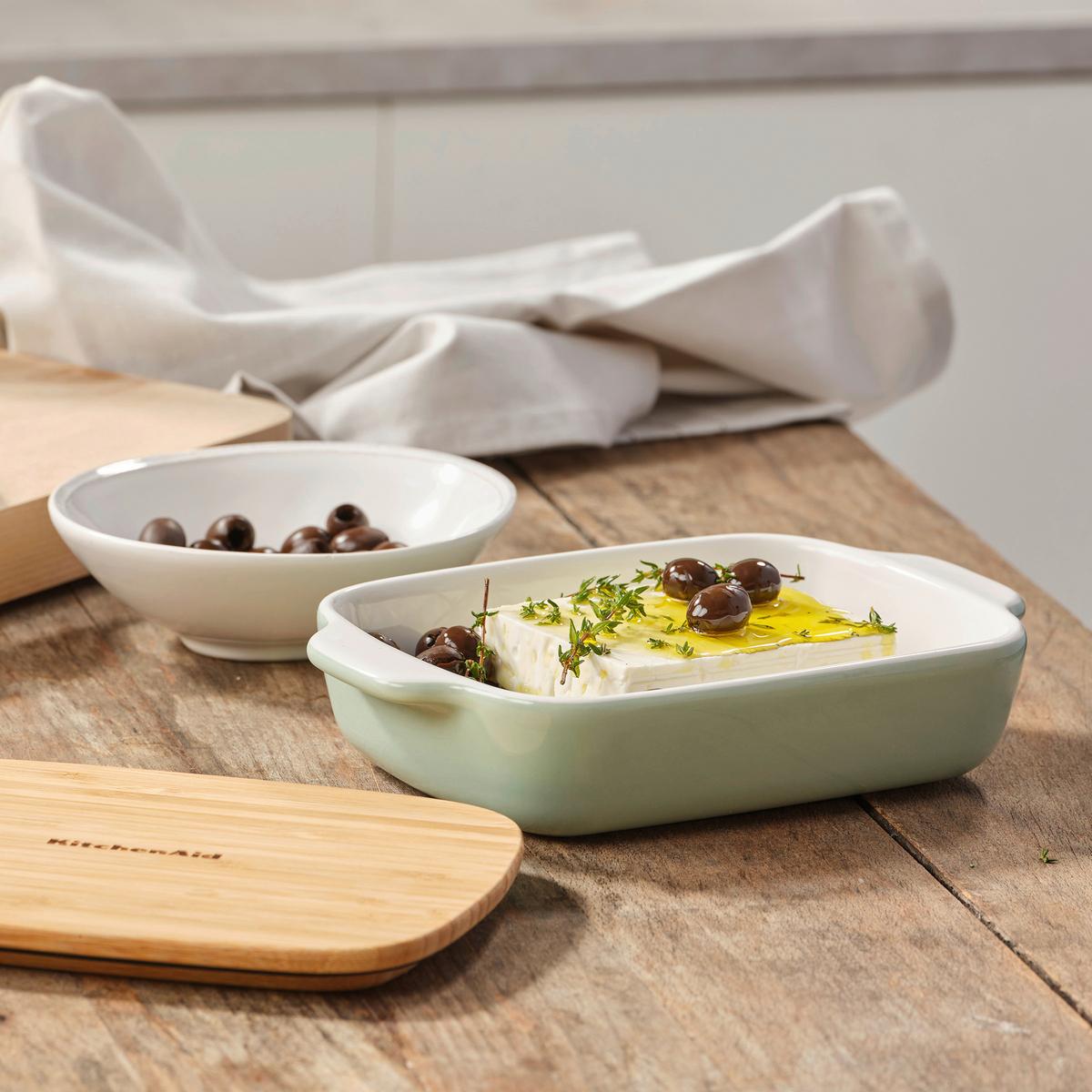 Auflaufform Stoneware Weiß/hellgrün B: 15 Cm - Weiß/Hellgrün, Basics, Naturmaterialien/Keramik (15cm) - Kitchenaid