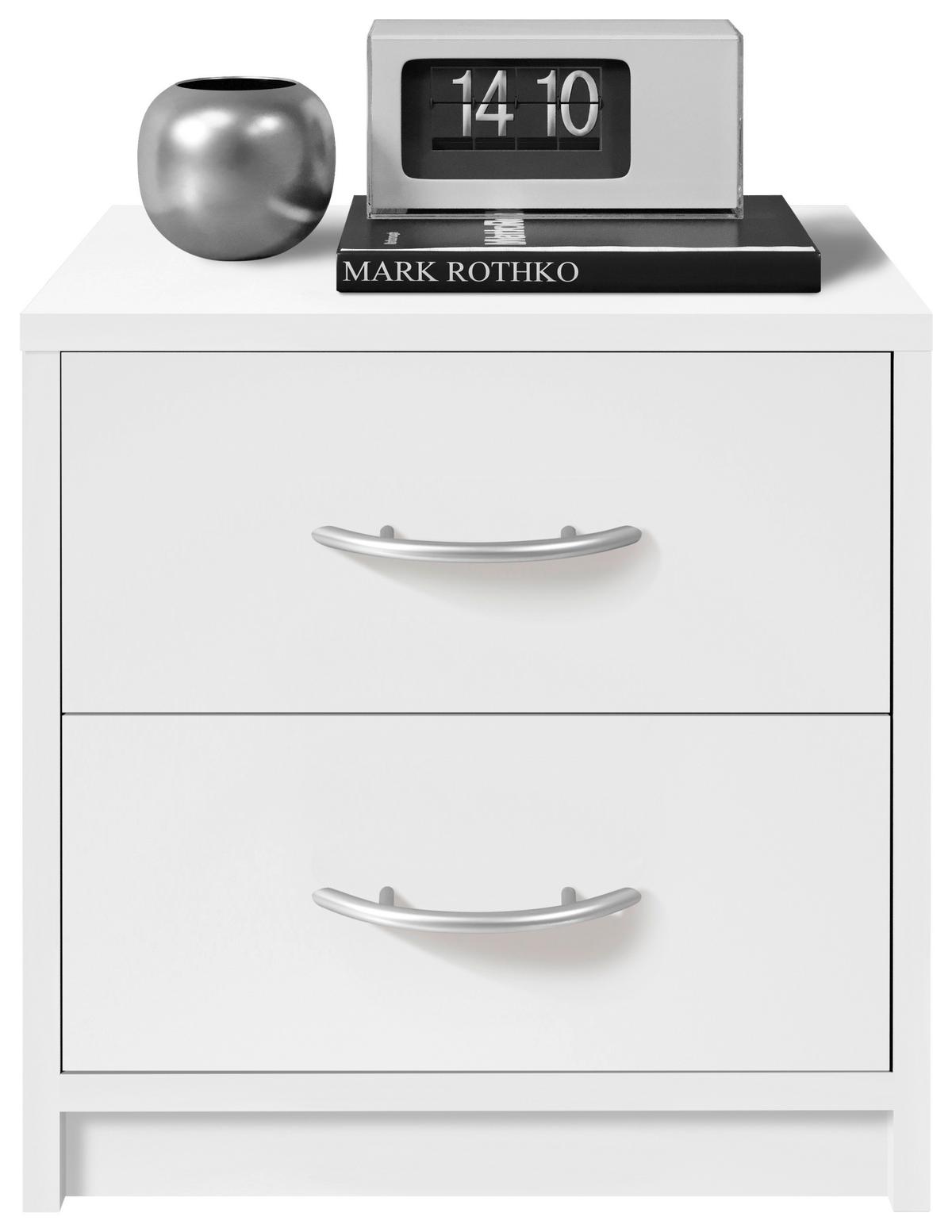 Nachtkästchen Pepe B: 38,5 Cm Weiß - Schwarz/Weiß, Basics, Holzwerkstoff (38,5/39/28,2cm) - P & B